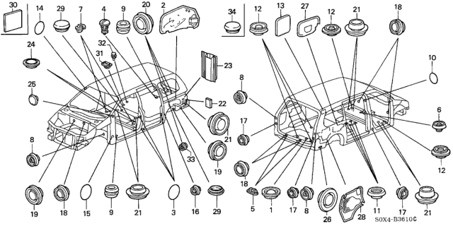 2004 Honda Odyssey Grommet Diagram