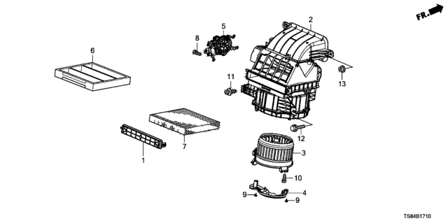 2014 Honda Civic Cover, Blower Motor Diagram for 79315-TR6-A71