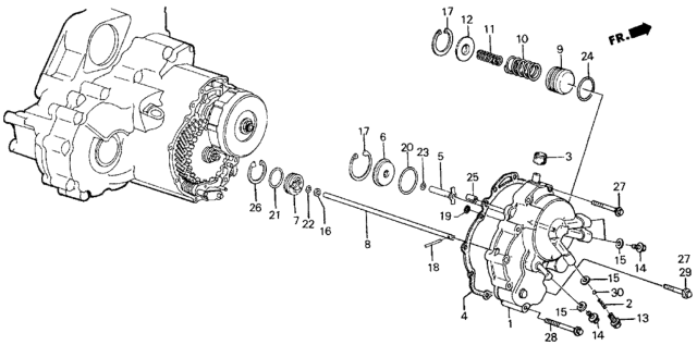 1987 Honda Civic 4 Door GL KA 4AT AT Right Side Cover Diagram