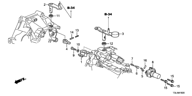 2014 Honda Accord Arm, Shift Diagram for 24411-R08-000