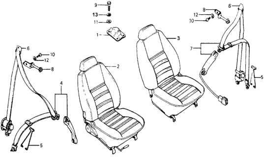 1978 Honda Accord Seat Assy., R. FR. *B15L* (COMPOSED BLUE) Diagram for 77200-671-665ZB