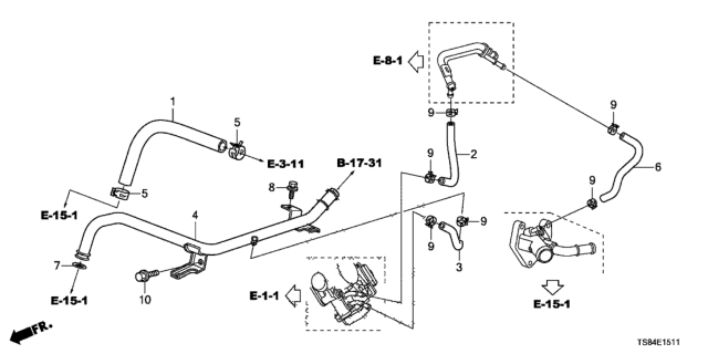 2014 Honda Civic Water Hose (2.4L) Diagram