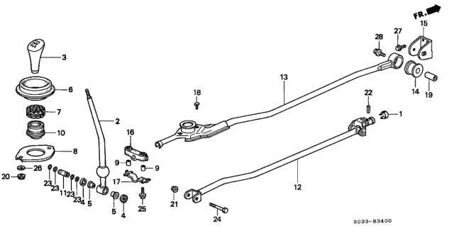 1999 Honda Civic 3 Door DX KA 5MT Shift Lever Diagram