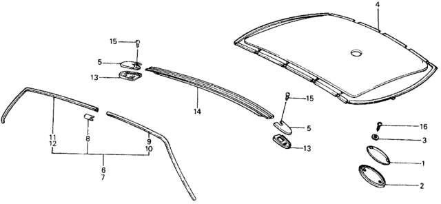 1977 Honda Civic Molding, R. RR. Drip Diagram for 71813-663-000