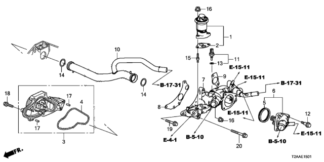 2017 Honda Accord Pipe Complete, Connect Diagram for 19505-5G0-A00