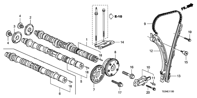 2008 Honda Accord Camshaft, Exhuast Diagram for 14120-R40-A00