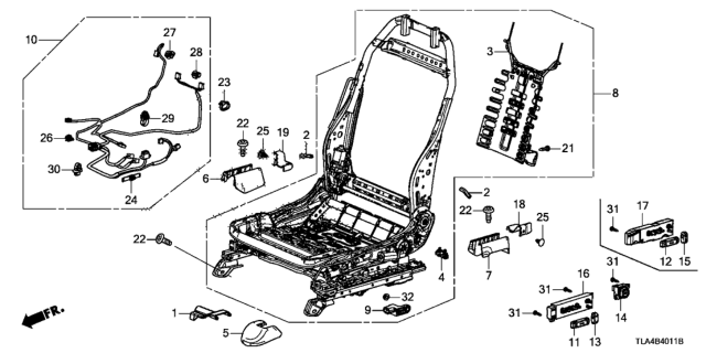 2018 Honda CR-V Front Seat Components (Driver Side) (Power Seat) Diagram