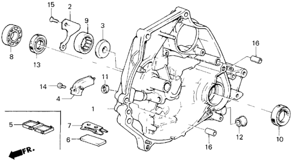 1986 Honda Civic MT Clutch Housing Diagram