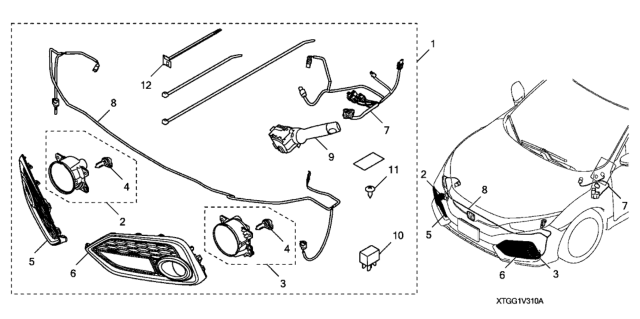 2018 Honda Civic Foglight (Non-Honda Sensing) Diagram