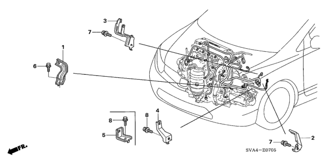 2007 Honda Civic Engine Wire Harness Stay (1.8L) Diagram