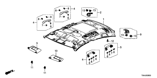 2019 Honda Civic Lining As*NH882L* Diagram for 83200-TBA-A11ZA