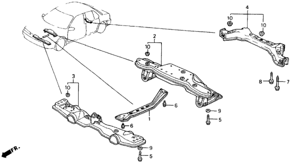 1992 Honda Accord Beam, RR. Diagram for 50200-SM4-A03