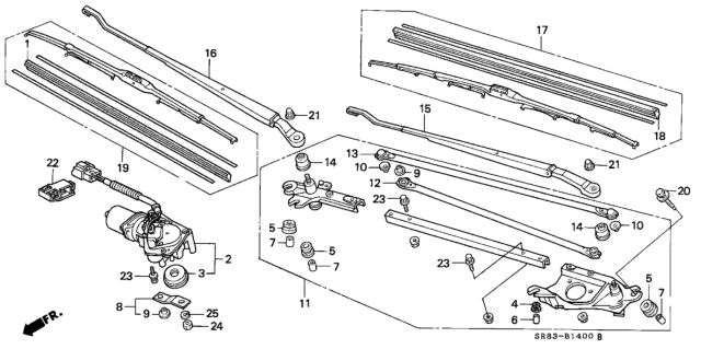 1994 Honda Civic Front Windshield Wiper (Mitsuba) Diagram