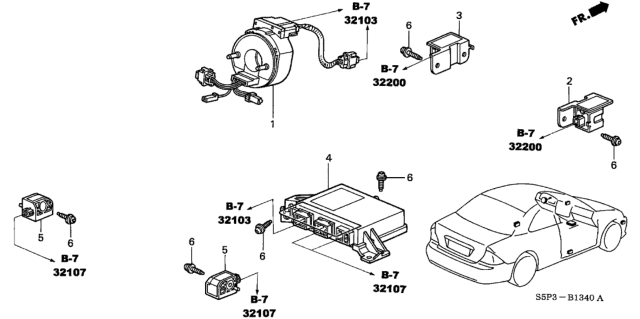 2003 Honda Civic SRS Unit (Siemens) Diagram for 77960-S5P-A12