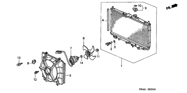 2002 Honda Accord 4 Door LX (UL) KL 5MT Radiator Diagram