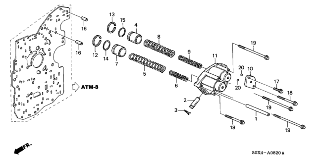 2000 Honda Odyssey 5 Door EX (NAVIGATION) KA 4AT AT Accumulator Body Diagram