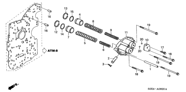 2000 Honda Odyssey AT Accumulator Body Diagram