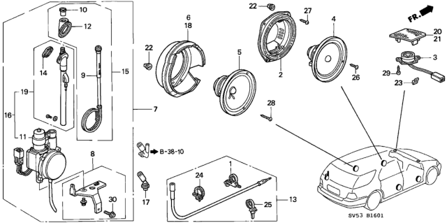 1996 Honda Accord Seal, L. RR. Speaker Bracket (16Cm) Diagram for 39172-SV5-A00