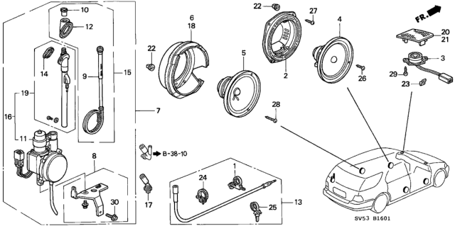 1997 Honda Accord Radio Antenna - Speaker Diagram