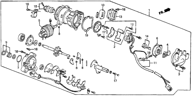 1987 Honda Prelude Distributor Assembly (Td-01N) (Tec) Diagram for 30100-PJ0-663