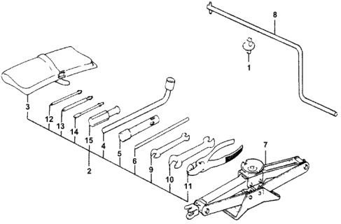 1977 Honda Accord 3 Door STD KA HMT Tools - Jack Diagram