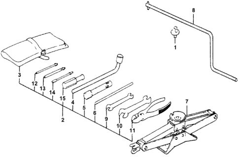 1977 Honda Accord Jack Assy., Pantograph Diagram for 89310-SB0-003