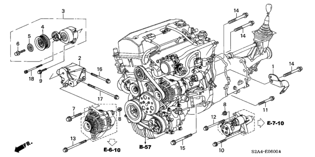 2005 Honda S2000 2 Door S2000 KA 6MT Auto Tensioner Bracket Diagram