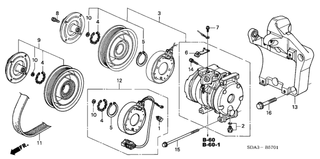 2005 Honda Accord A/C Compressor (V6) Diagram