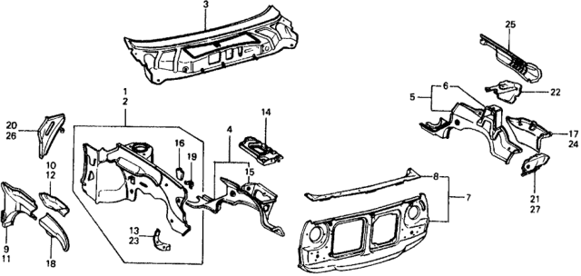 1975 Honda Civic Body Structure Components Diagram 1