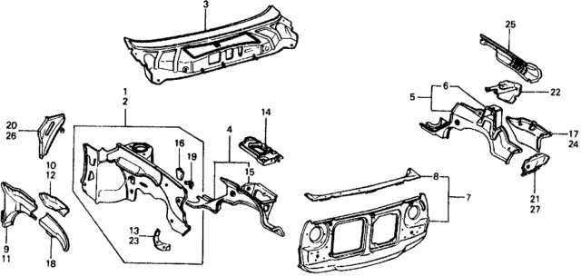 1977 Honda Civic Stiffener, R. FR. Bumper Diagram for 70539-659-300Z