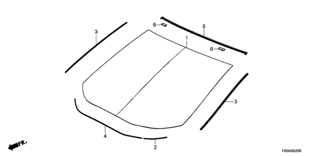 2013 Honda Civic Molding, FR. Windshield Side Diagram for 73125-TR3-A01