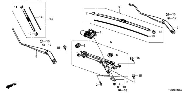 2017 Honda Civic Front Windshield Wiper Diagram