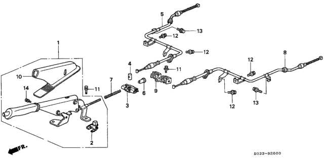 1997 Honda Civic Lever Assy., Parking Brake *NH178L* (EXCEL CHARCOAL) Diagram for 47105-S04-A01ZB