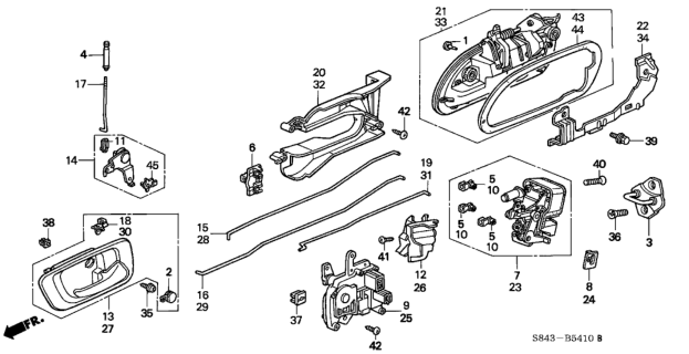 2000 Honda Accord Handle Assembly, Right Rear Door (Outer) (Nighthawk Black Pearl) Diagram for 72640-S84-A01ZP