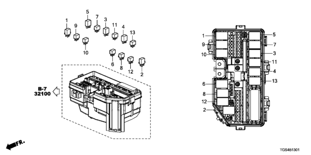 2019 Honda Passport 5 Door EXL (2WD) KA 9AT Control Unit (Engine Room) Diagram 2