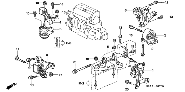 2006 Honda CR-V 5 Door EX (4WD) KA 5MT Engine Mounts Diagram