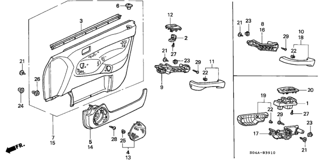 1999 Honda Civic Lining, R. FR. Door *NH178L* (Power Window) (EXCEL CHARCOAL) Diagram for 83533-S04-A22ZA