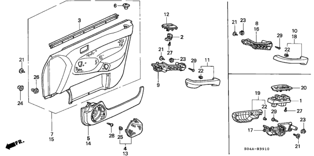 2000 Honda Civic Lining, R. FR. Door *NH178L* (Power Window) (EXCEL CHARCOAL) Diagram for 83533-S01-A21ZA