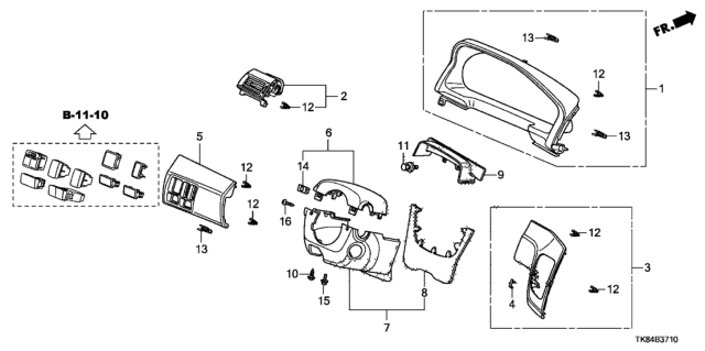 2012 Honda Odyssey 5 Door LX KA 5AT Instrument Panel Garnish (Driver Side) Diagram
