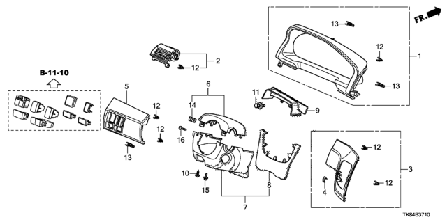 2015 Honda Odyssey Instrument Panel Garnish (Driver Side) Diagram