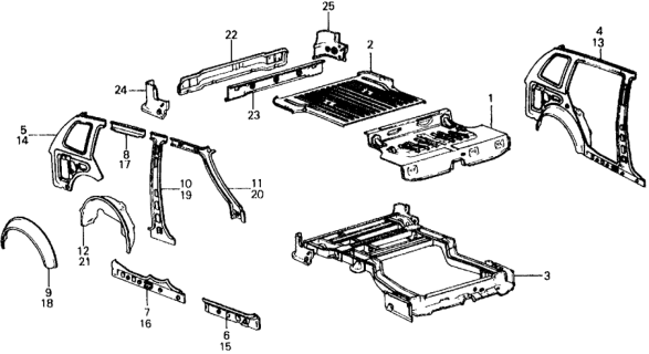 1978 Honda Civic Panel, R. Wheel Arch Diagram for 70527-659-300Z