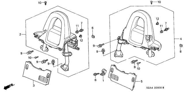 2000 Honda S2000 2 Door S2000 KA 6MT Roll Bar Garnish Diagram