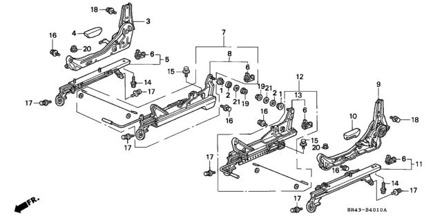 1992 Honda Civic Adjuster, R. Slide (Outer) Diagram for 81260-SR4-A02