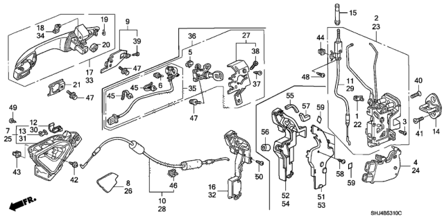 2007 Honda Odyssey Cable Assembly, Left Front Door Latch Diagram for 72173-SHJ-A01