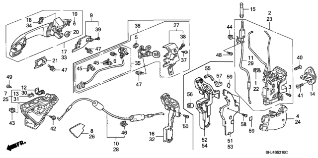 2006 Honda Odyssey Front Door Locks - Outer Handle Diagram