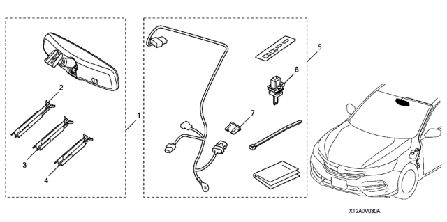 2016 Honda Accord Cover, Rearview Mirror Wire Harness Diagram for 76410-TZ3-A01