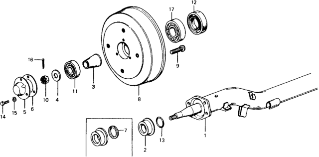 1976 Honda Civic Spacer, RR. Axle Diagram for 42323-663-000