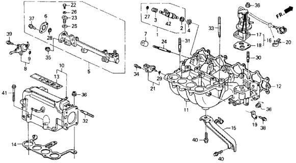 1990 Honda Accord Manifold B, Intake Diagram for 17010-PT3-A00