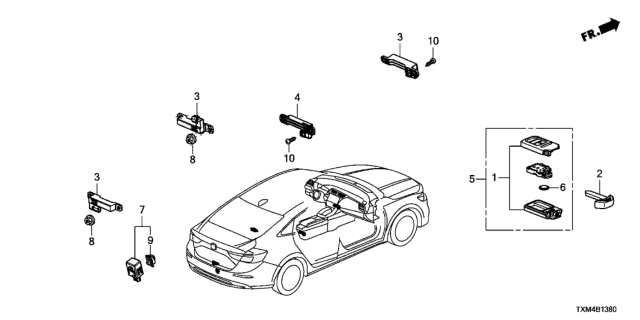 2019 Honda Insight ANTENNA, SMART LF Diagram for 38387-TXM-C01