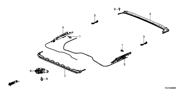 2021 Honda Pilot Roof Slide Components Diagram